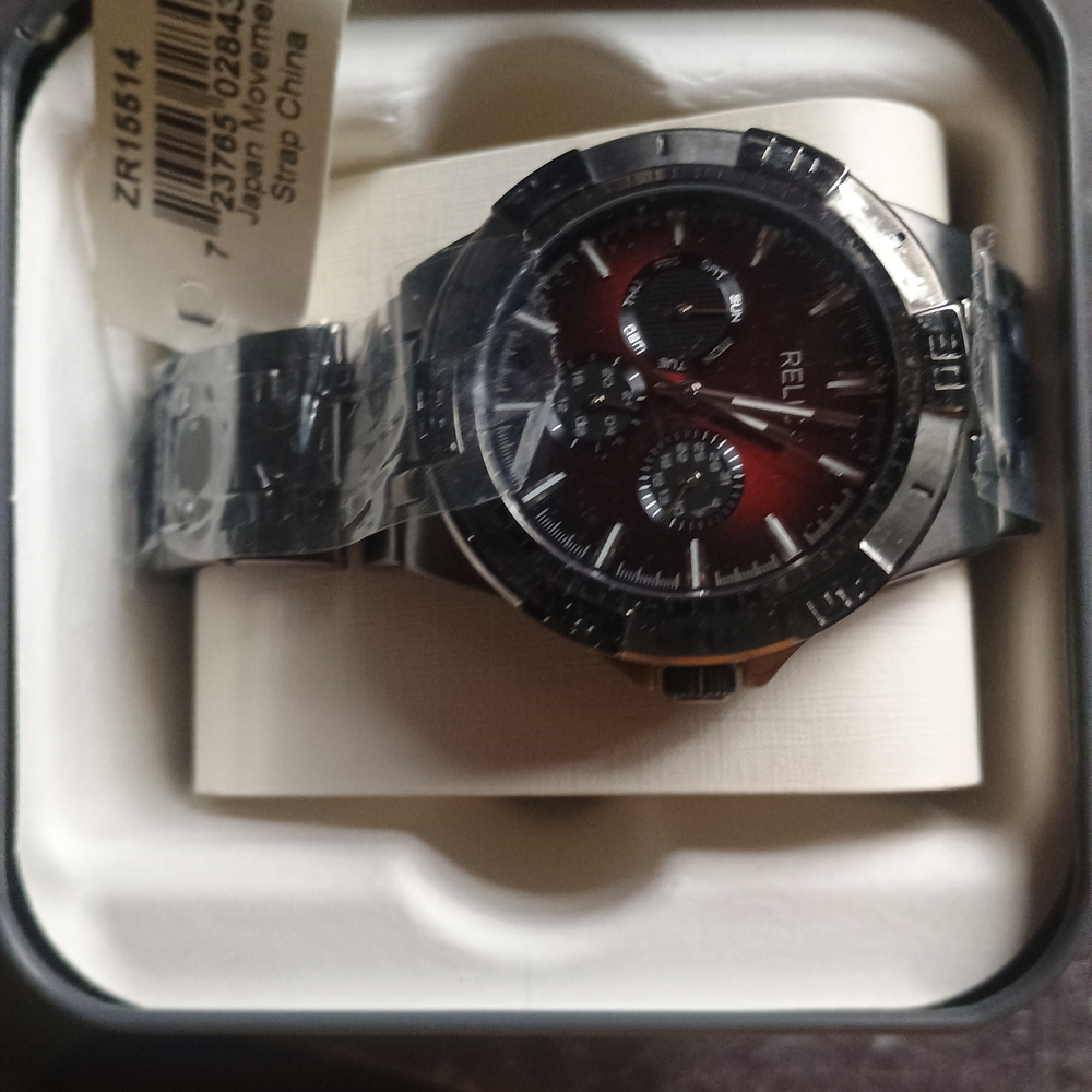 Relic Black and Red Chronograph Watch